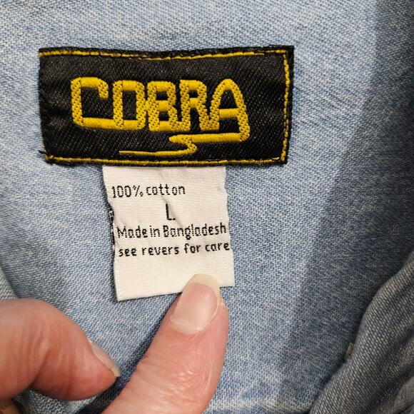 Cobra Chambray Denim Shirt Mens Button Down 100% Cotton Mulberry Bush Graphic - Picture 5 of 10